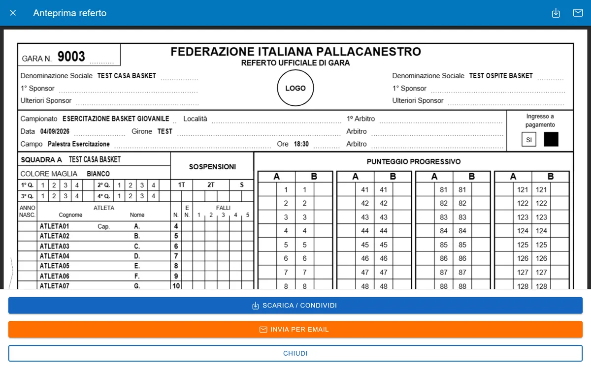 Anteprima del referto ufficiale di gara in PDF